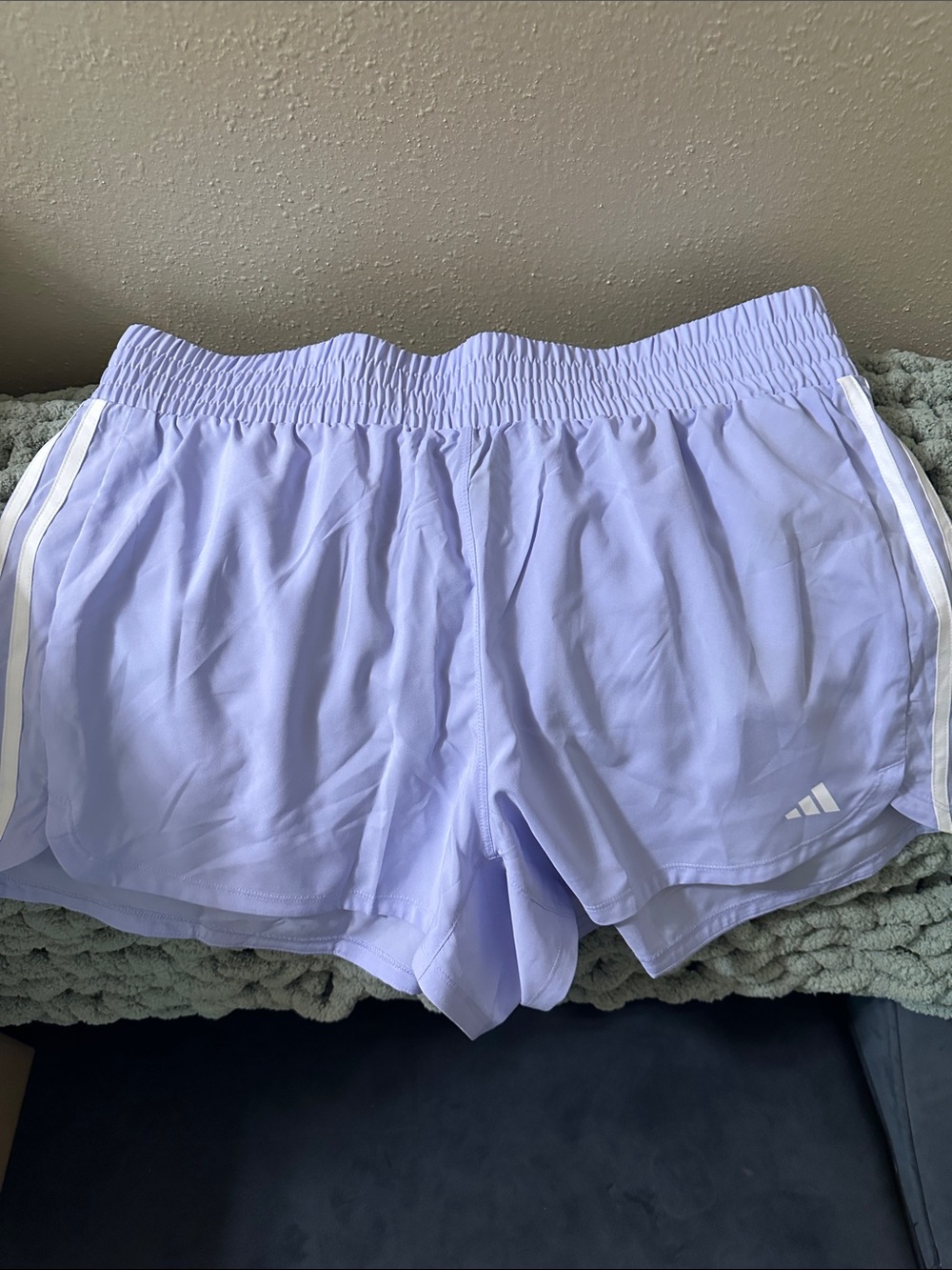 adidas Lavender Athletic Shorts with White Stripes